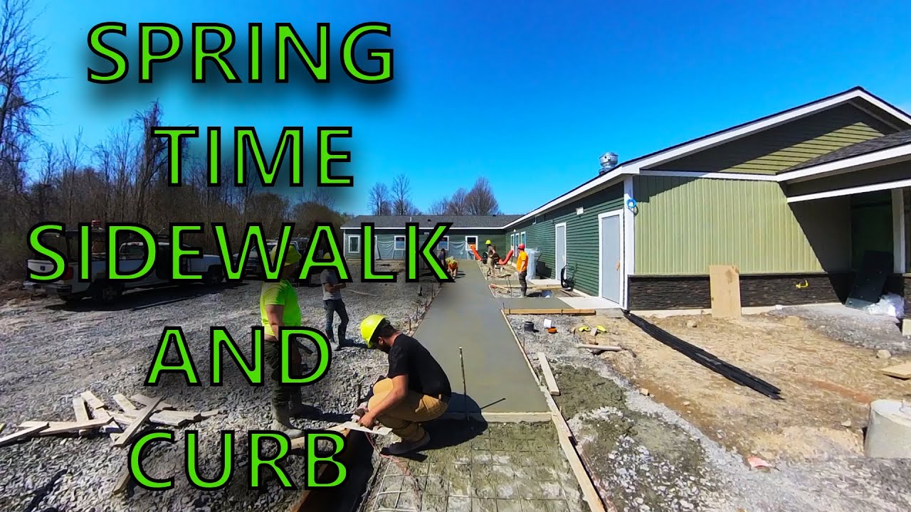 BROOMING CONCRETE TO MAKE SIDEWALK AND CURB YouTube