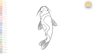 Japanese Koi fish drawing | Easy fish drawing videos | How to draw Koi fish step by step #artjanag