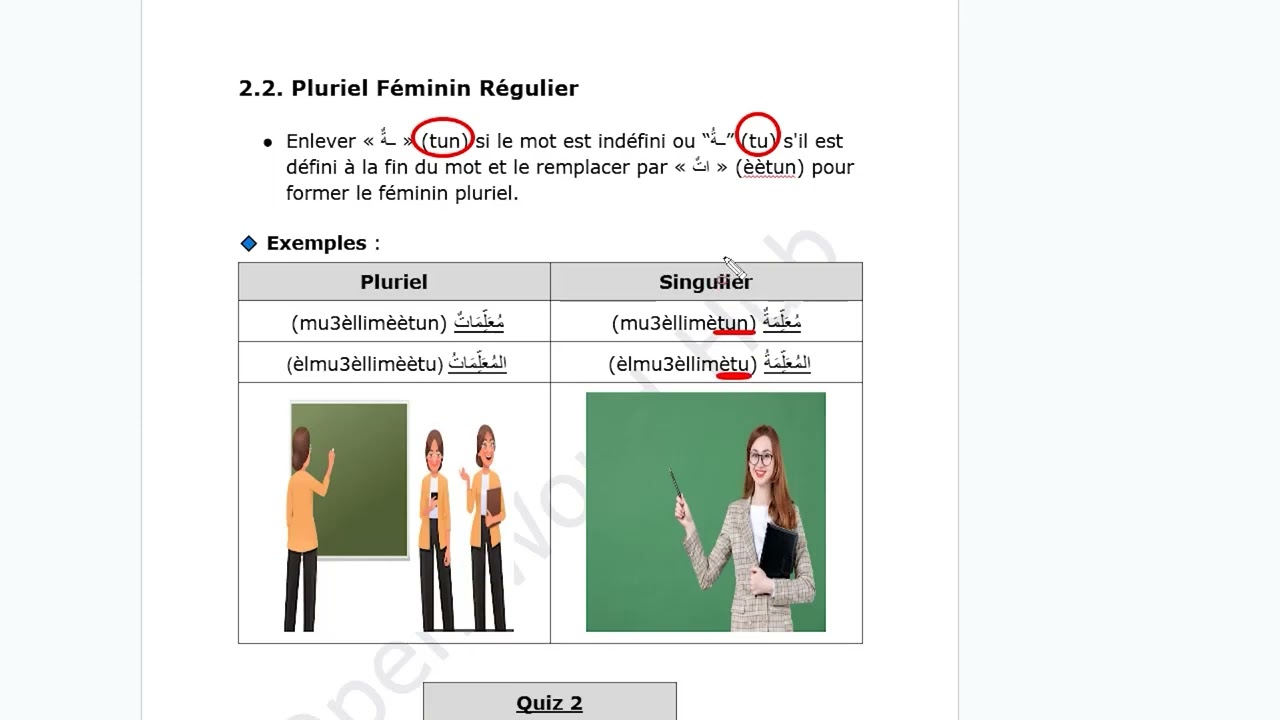 5.2.2.  Pluriel Féminin Régulier