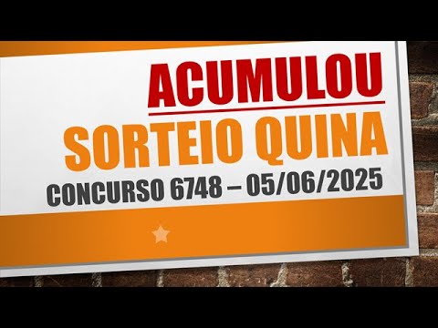 ACUMULOU | RESULTADO QUINA DE 05/06/2025 CONCURSO 6748 - YouTube