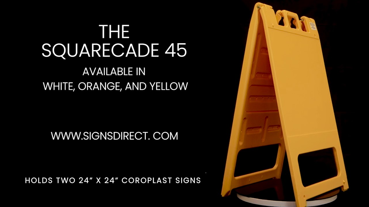 YELLOW portable sandwich board style A-frame Plasticade SQUARECADE45  from Signs Direct