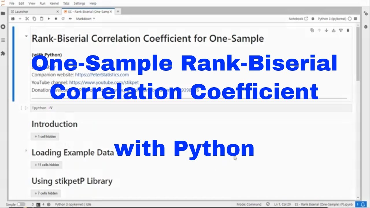 Python - One-Sample Rank Biserial Correlation Coefficient - YouTube