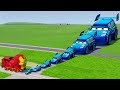 Big  small pixar cars vs iron man the tank engine train  beamngdrive