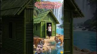 Hidden Bamboo Lion House in Deep Jungle 🦁🌿#bamboohouse #lionhouse #jungleliving #viral#ai