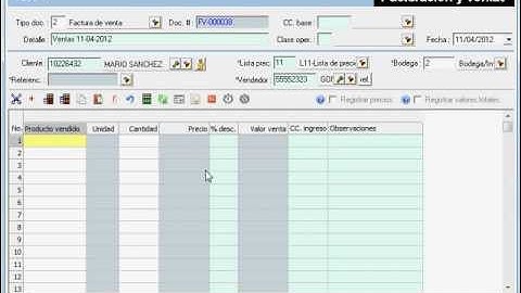 Programa contable ContaPyme - Operación de facturación de elementos con lista de precios