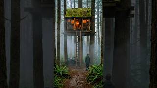 A Hidden Treehouse in the Mist 🌲✨ | Dream Forest Escape #shortvideo #shorts