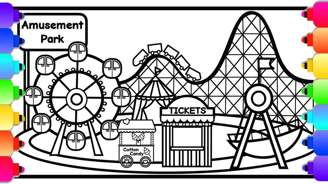 Illustration  Amusement park Ad  spon IllustrationAmusementpark  Amusement  park Park art Drawings