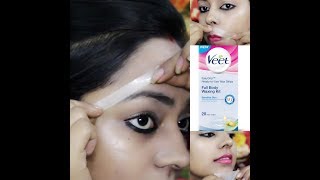 How To Wax Eyebrows & Facial Hairs At Home With VEET WAX  STRIPS Step By Step  IN HINDI