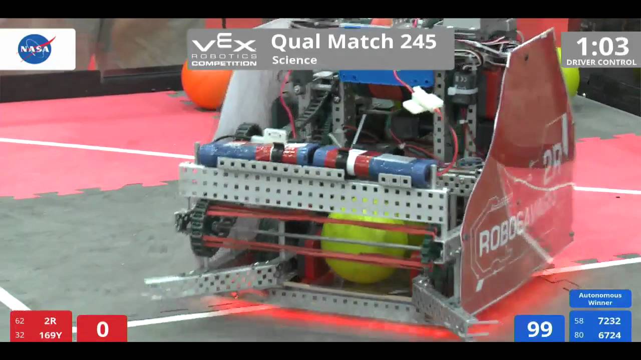 VEX Worlds 2016 - VRC High School - Science - Qual 245 (2R 169Y) 1 vs 252 (7232 6724)