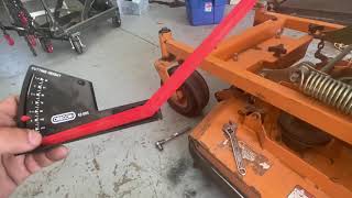 How to adjust the deck on a chain hung commercial lawn mower