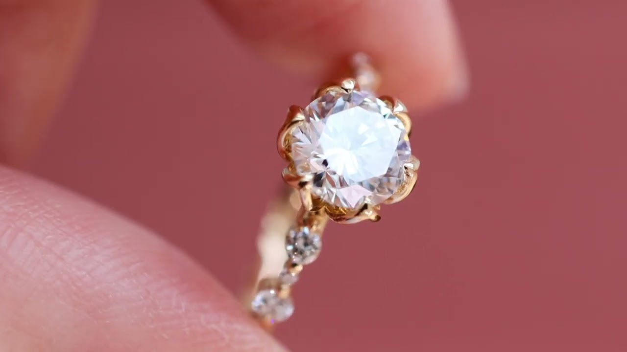 Tulip Set Diamond Engagement Ring