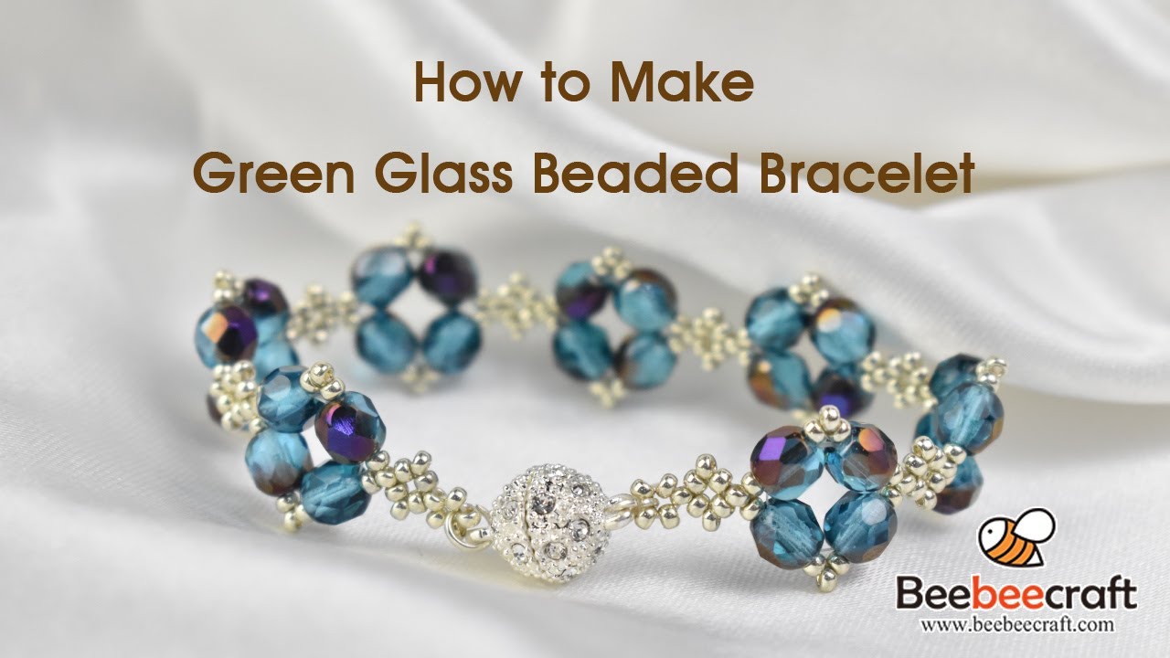 How to Make Green Glass Beaded Bracelet - YouTube
