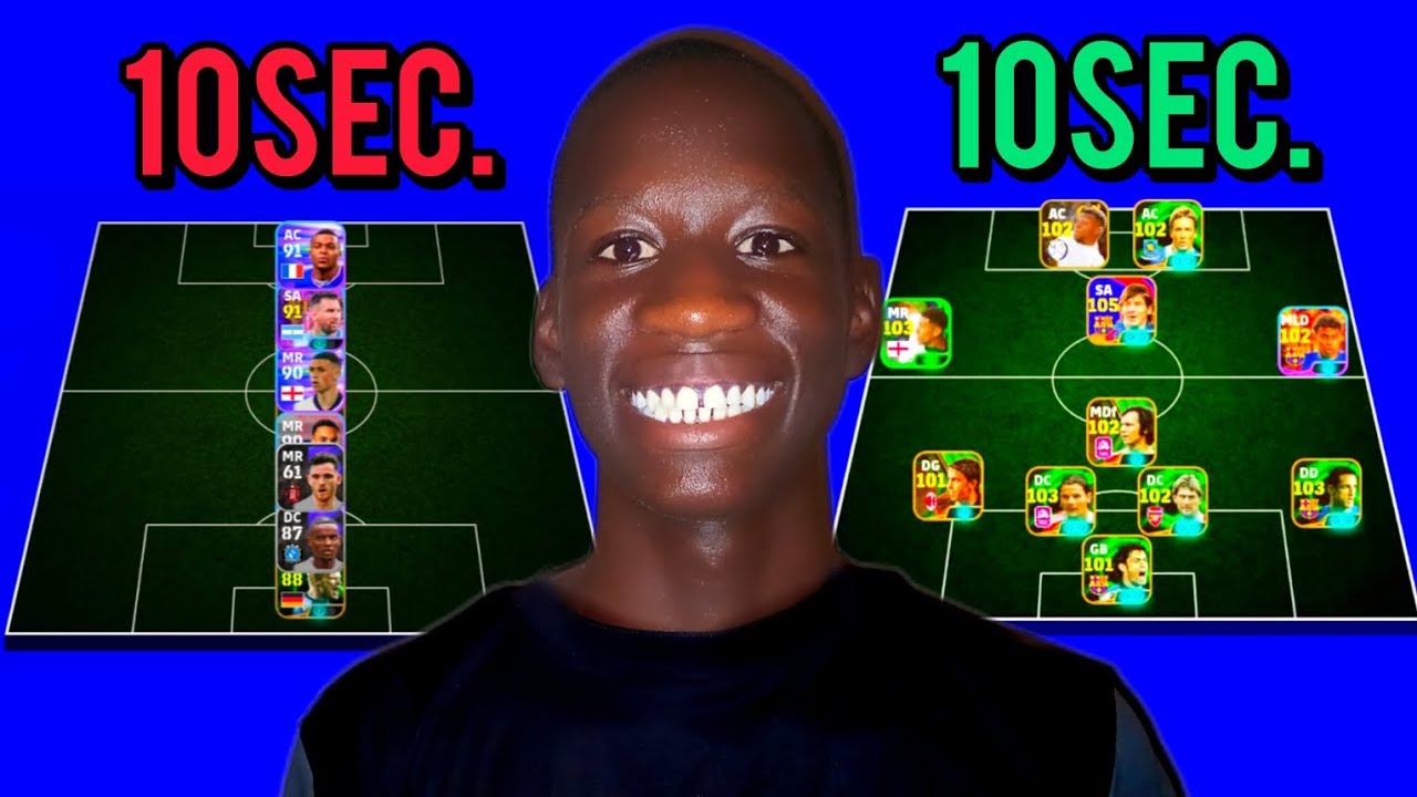 Classement en 10 Secondes Vs 10 Minutes sur efootball !