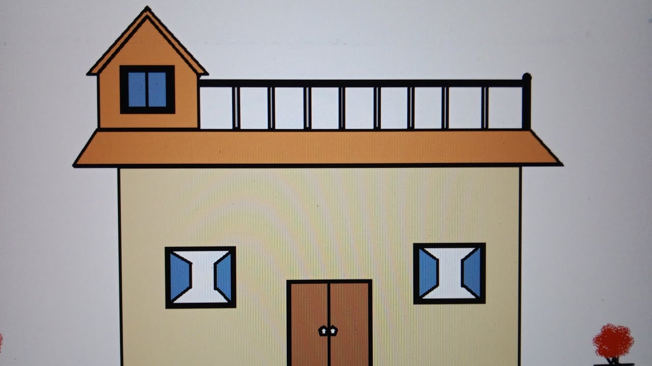 House drawing || Ms Paint || How to draw an Easy house on ms paint ...