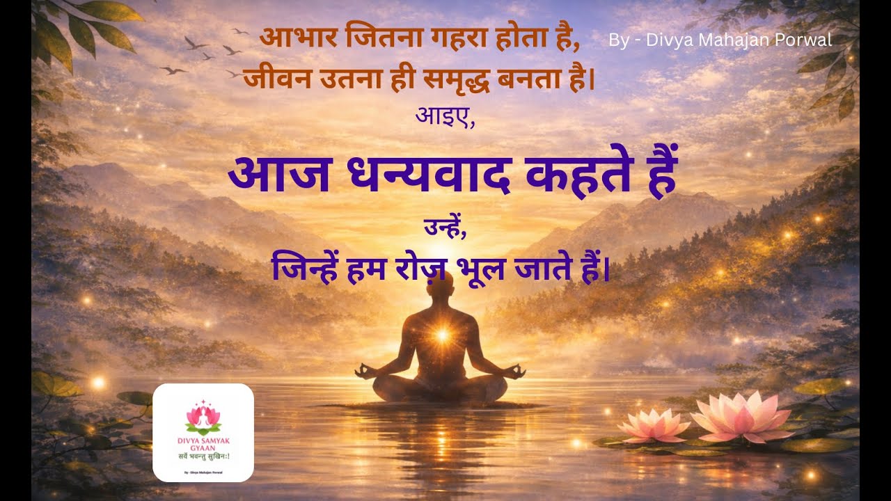 आइए धन्यवाद कहें उन्हें, जिन्हें हम रोज़ भूल जाते हैं! “आभार जितना गहरा,जीवन उतना समृद्ध”