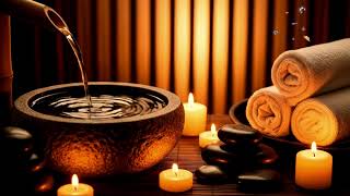 Peaceful ZenSpa Retreat Bamboo Water Pour Candlelight Warmth