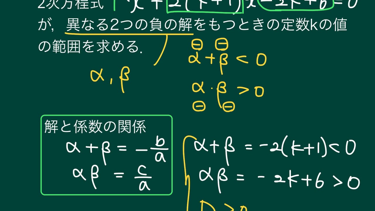 高校数学 2次方程式の2つの解から係数決定 解と係数の関係の利用 受験の月