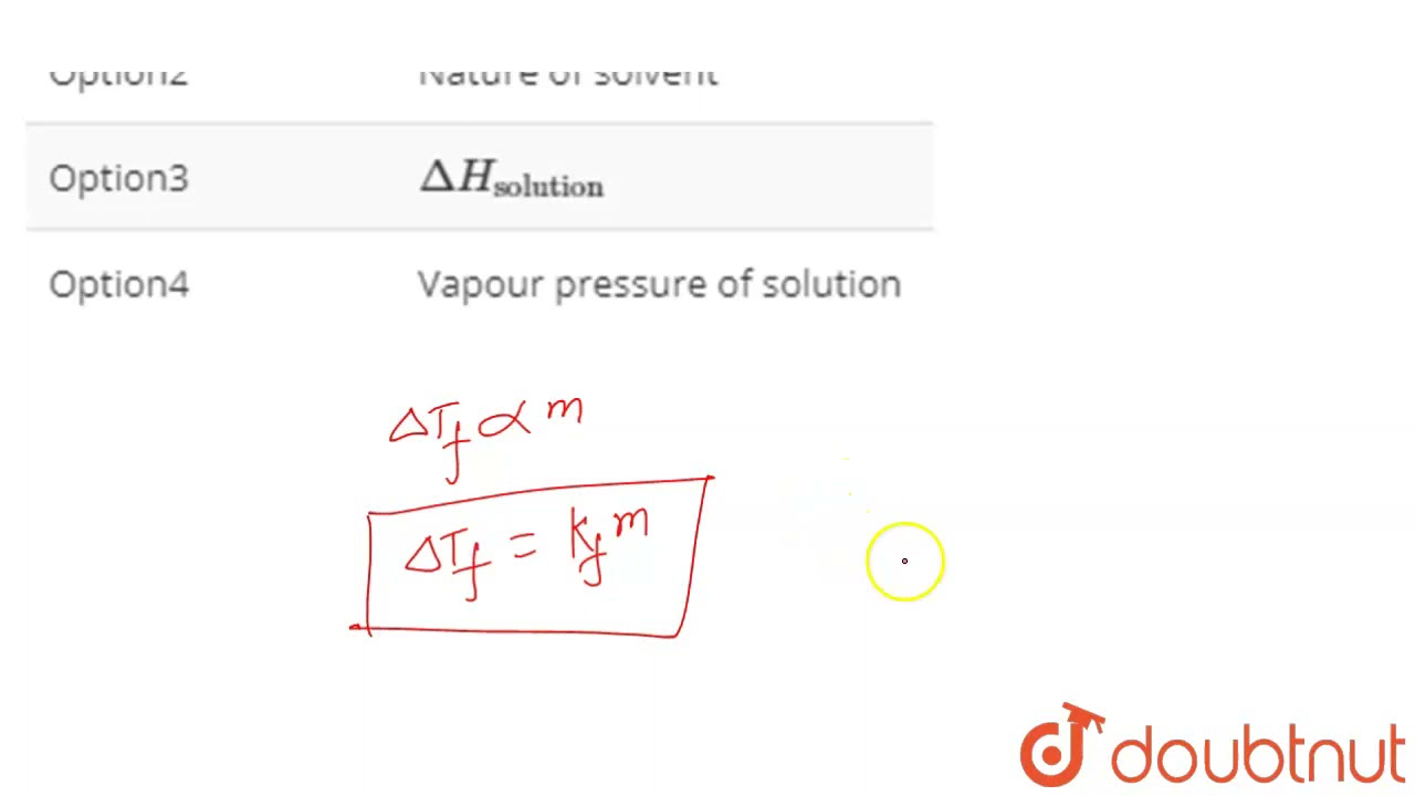 The molal depression constant depends upon  | 12 | SOLUTIONS  | CHEMISTRY | DINESH PUBLICATION |...