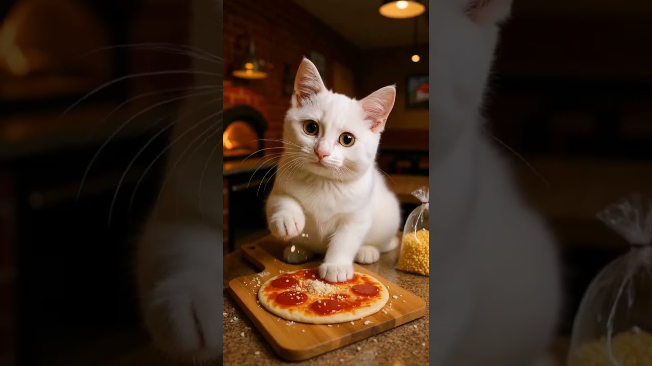 " Today 's special :  pizza made by a kitty chef 🍕 🐱 "