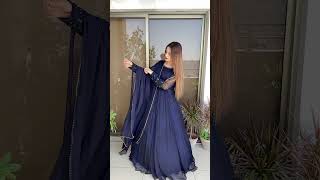 Navy Blue Long Flair Anarkali Set By Saadibrahimstudio Profile