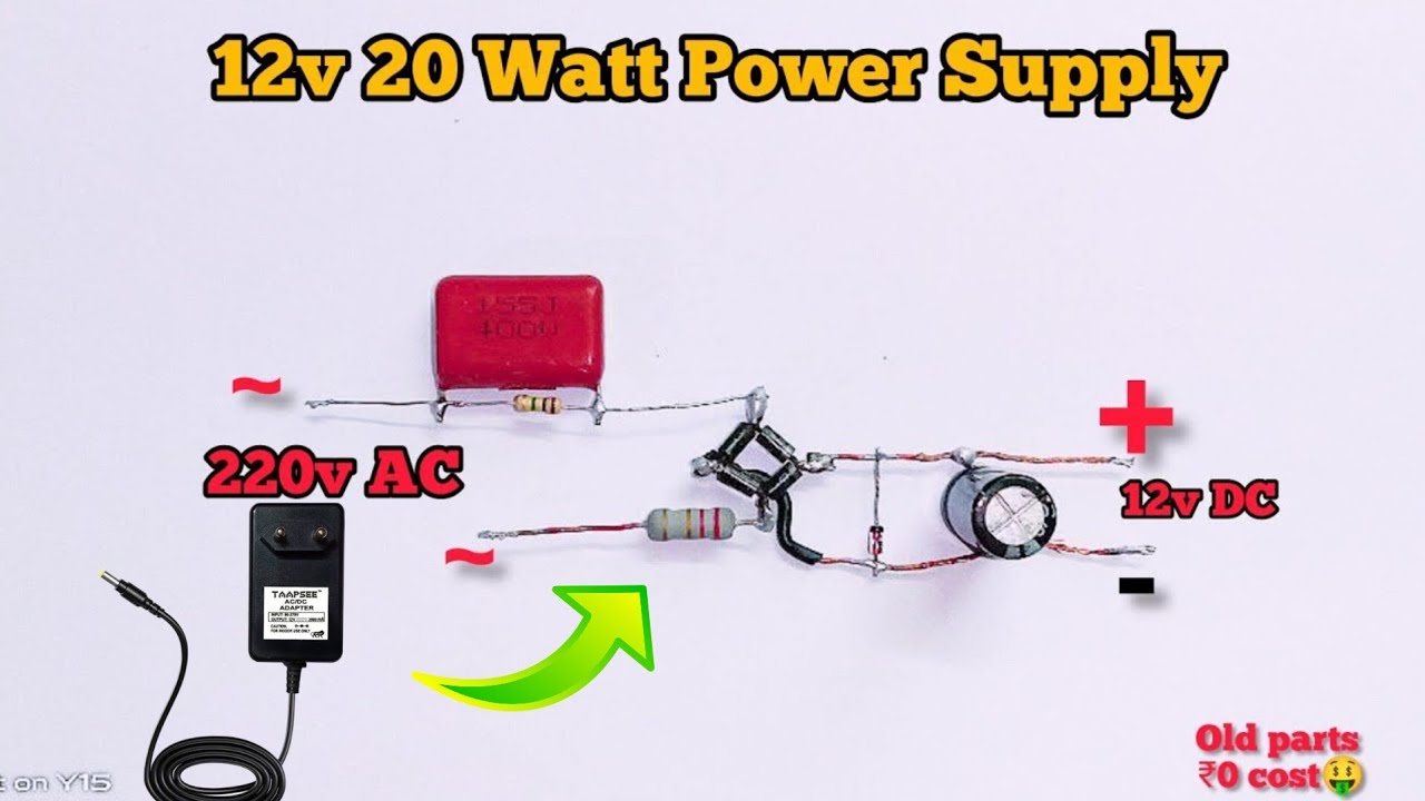 220v Ac to 12v Dc Circuit/ Power supply/ how to make 12v dc adaptor.