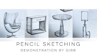 How to draw furniture sketches - beginner tutorial on the 4 basic forms and shapes