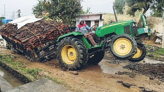 🔥🥺 । PART -2 । दारू पीकर चला रहा था। John Deere 5310 heavy loaded trolley rice Stuck in mud Rescue