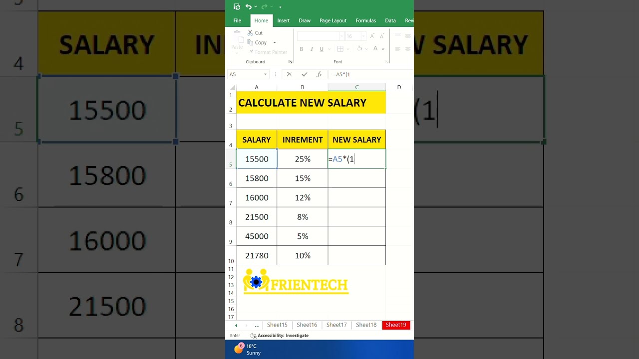 Calculate New Salary in Excel 2026 | Excel Tips | Excel Shorts   