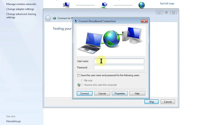 How to setup broadband connection in win 7.