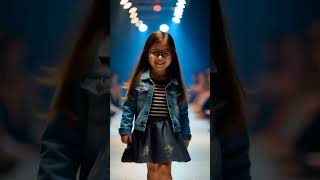 Kids Fashion Modeling Skirt And Jecket Look
