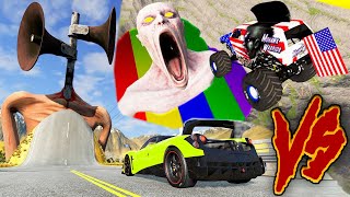 Escape From The Siren Head VS Giant Abyss Color Water SCP-096 (Shy Guy) | BeamNG Drive Car Crashes screenshot 5