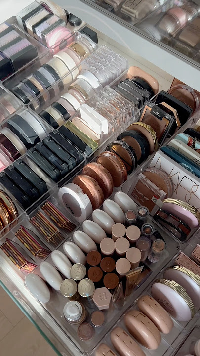 asmr makeup organization 🎀✨these are all my powders, bronzers & highlighters 🫠 #makeup #asmr