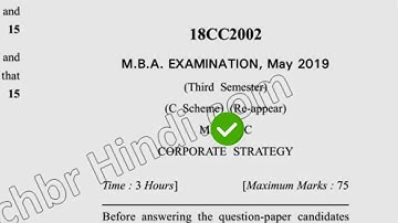 2019 Dcrust MBA 3rd Sem Reappear Corporate Strategy Question Paper