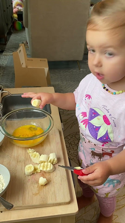 2 Year Old Makes Pancakes #shorts