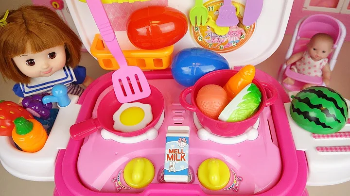 Baby Doll food cooking kitchen and surprise eggs baby Doli play