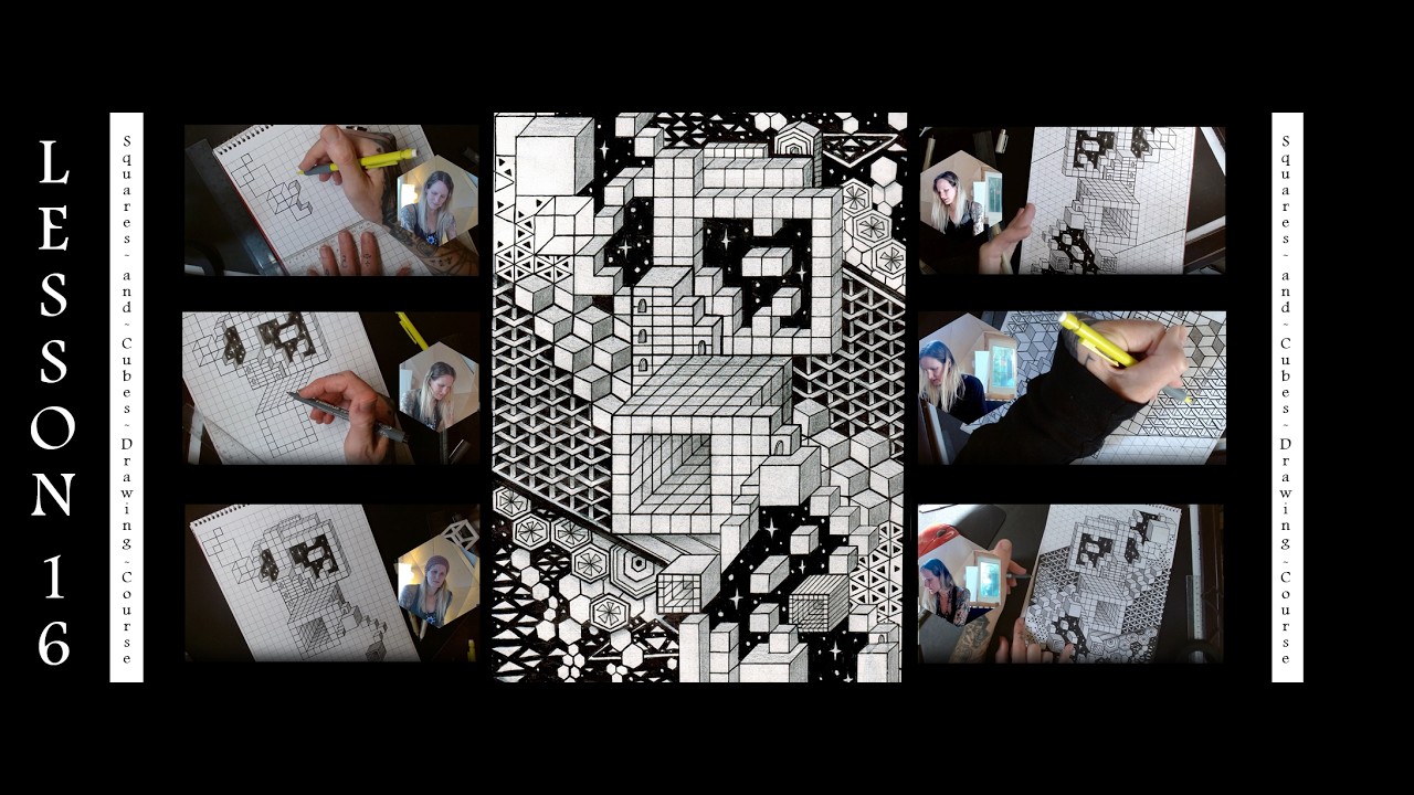 Lesson 16/19- Drawing Course - Freehand Hexagons and Triangles.