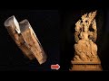 【仏像彫刻】木の塊から不動明王さまを彫り出す動画