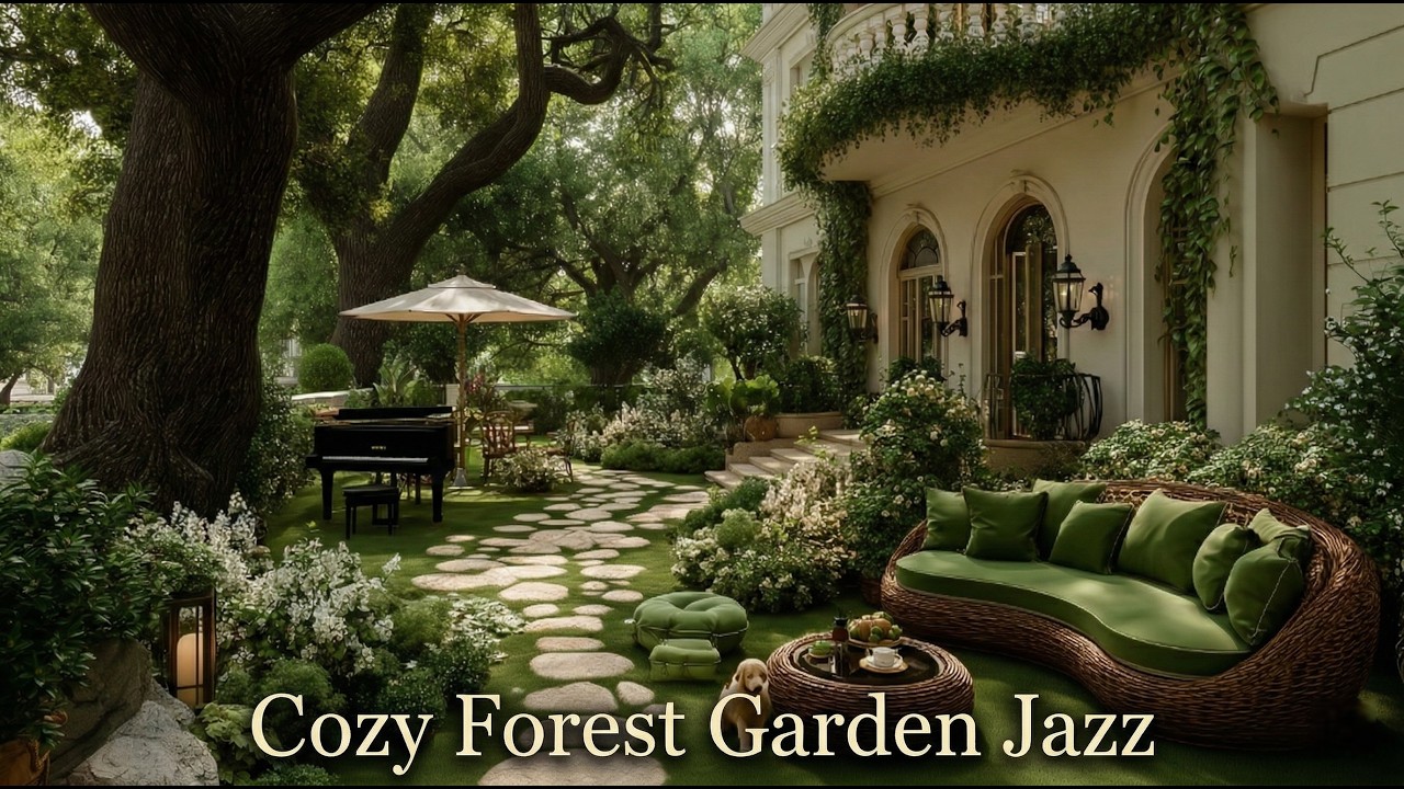 Уютный Лесной Сад Jazz ☕ Элегантная Утренняя Атмосфера для Расслабления & Позитивной Энергии | 4K