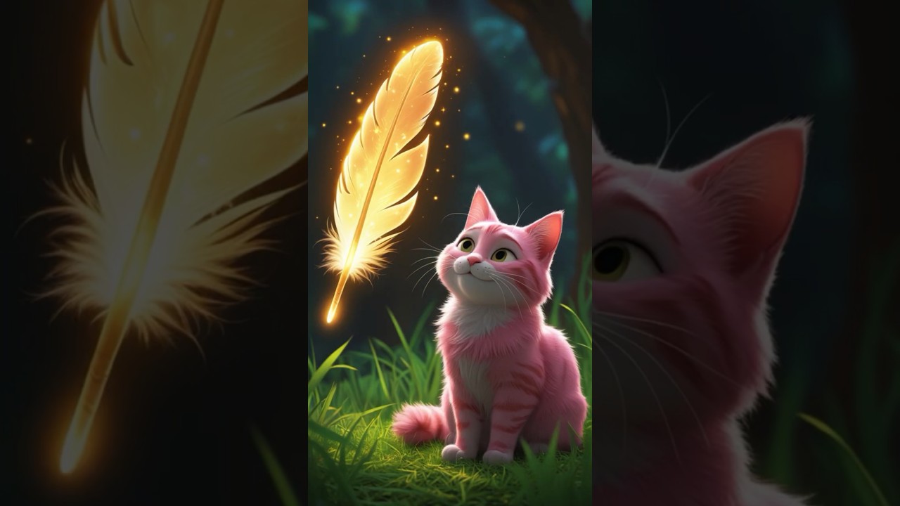 ✨🐱 The Magical Feather Adventure | Pink Cat’s Sky-High Jump! 🌈🪶