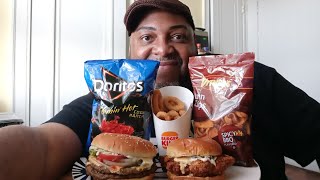 MUKBANG - BK! DBL WHOPPER W/CHEESE & EXTRA ALL, CH'KING, ONION RINGS & CHIPS! PLUS 3RD MUSIC MOMENT screenshot 5