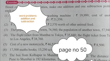 STD 4  CHAPTER 9- WORD PROBLEM ADDITION AND SUBTRACTION EXERCISE PAGE NO 50.