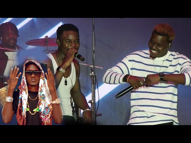 Ray G, Mudra d' viral & Truth 256 on one stage at Lugogo cricket Oval. class=