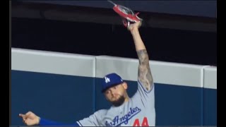 Andy Pages Double Play at Wall 5/6/25 Dodgers vs. Marlins - Crazy Catch and Throw MLB Baseball