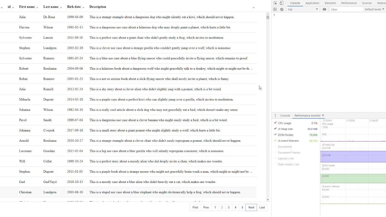 Tabulator test - Listeners leak with resizable columns - YouTube