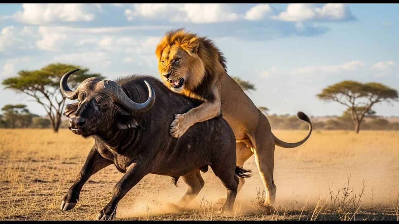 How a Lion Hunts in the Wild | Lion Attacks Buffalo, Goat & Deer