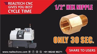 1/2" HEX NIPPLE BRASS RealTech CNC Machine VD-084
