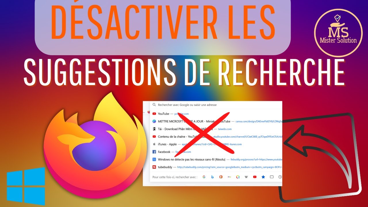 comment désactiver les suggestions de recherche dans firefox YouTube