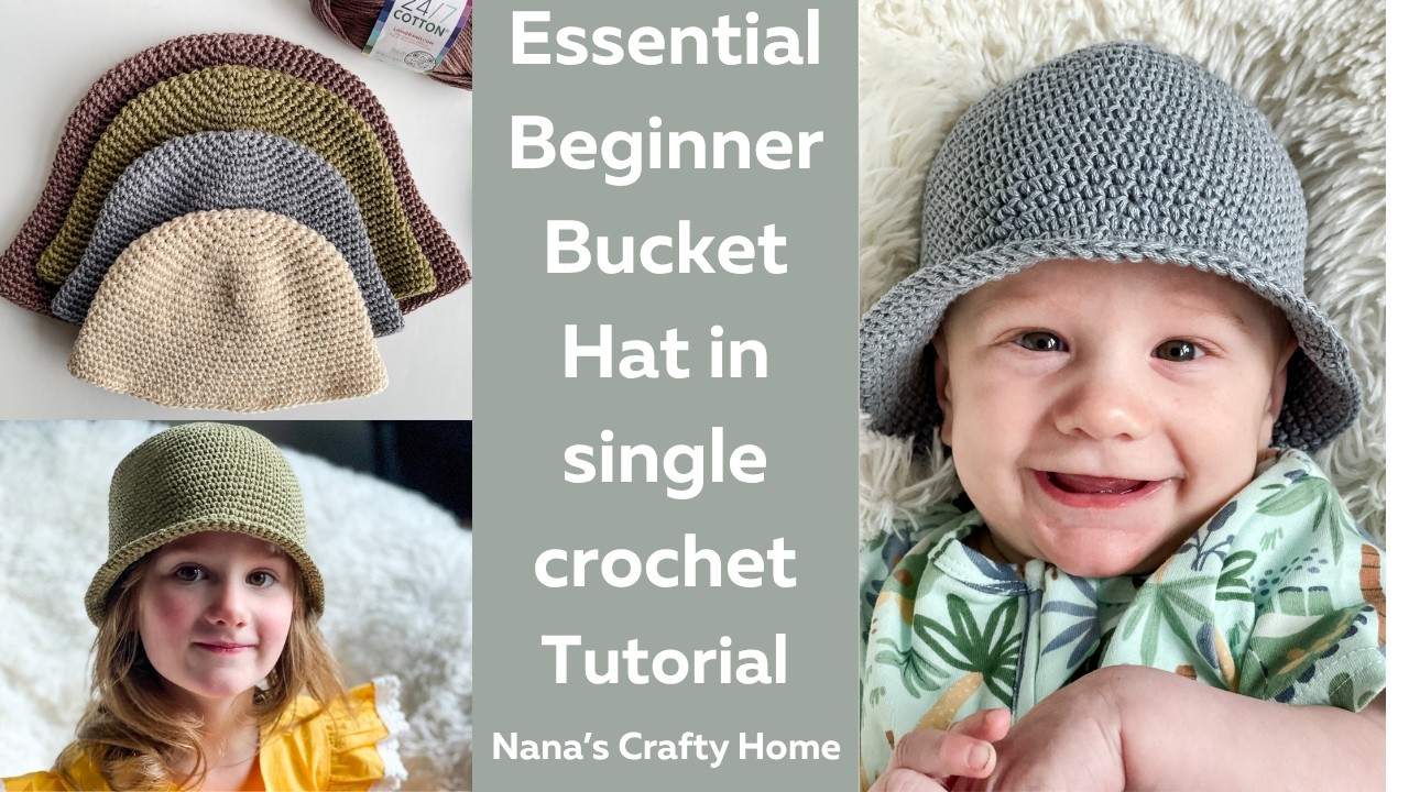 Easy Crochet Bucket Hat in Single Crochet Stitch for Beginners