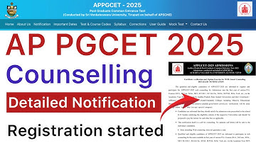 AP PGCET COUNSELING DETAILED NOTIFICATION 2025 | AP PGCET REGISTRATION ENABLED 