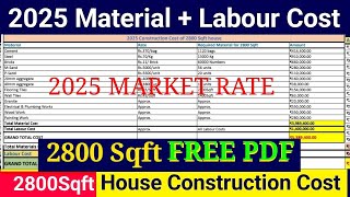 2025 material cost & labour cost | 2800 sqft house construction cost | material cost 2025 | 2025
